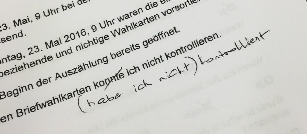 Auszug einer eidesstattlichen Erklärung einer FPÖ-Beisitzerin